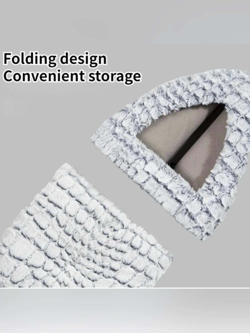 Plush Gray Pet Cat Cave Bed with Easter Toy Basket